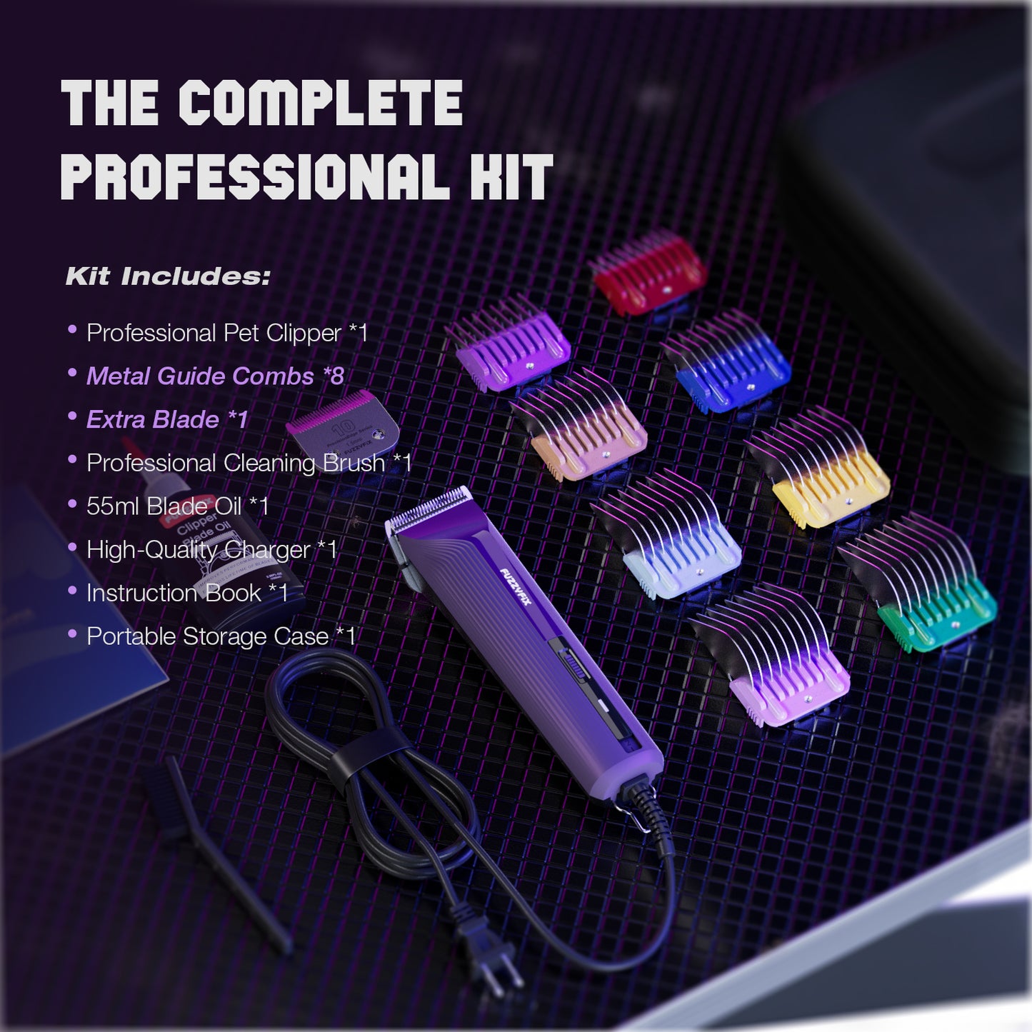 AmpFix Professional Corded Pet Clipper with Metal Guide Combs - PC619