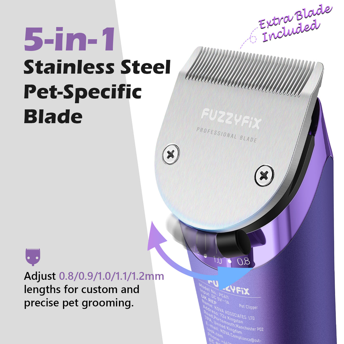Fuzzyfix Nova Professional 5-In-1 Pet Clipper Kit