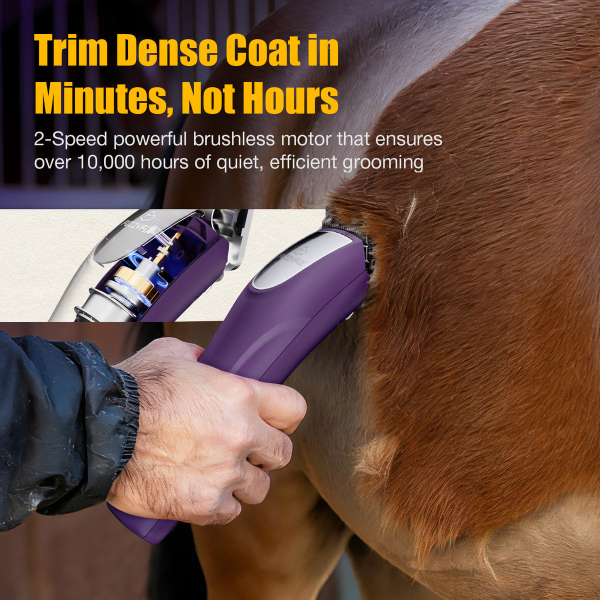 FuzzyFix Bluewave-W Professional Wide-Blade Horse Clipper