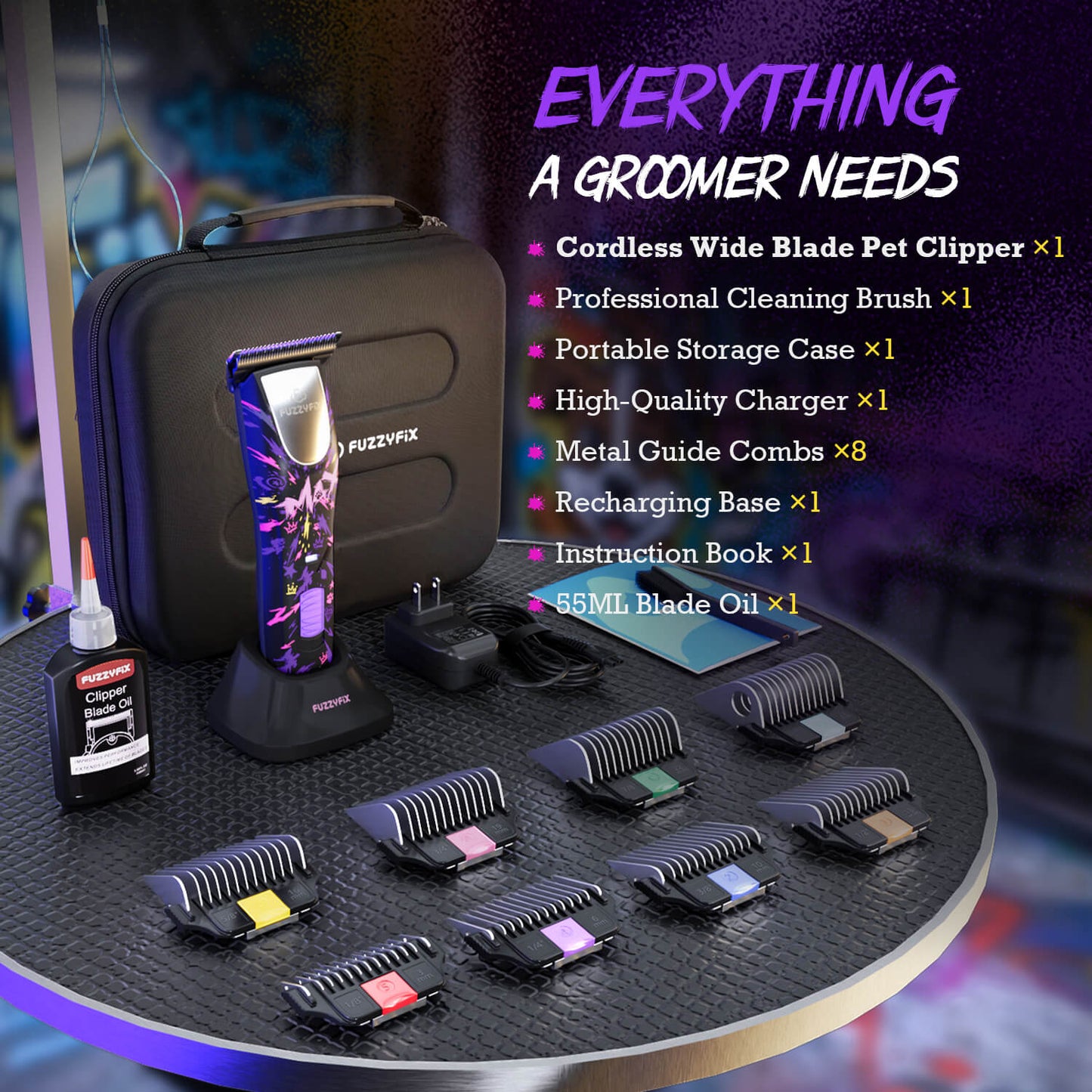 FUZZYFIX MAXIPOP PROFESSIONAL CORDLESS W-BLADE PET CLIPPER KIT
