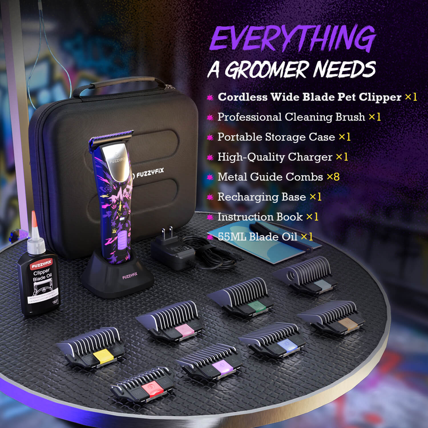Fuzzyfix Maxipop Professional Cordless W-Blade Pet Clipper Kit