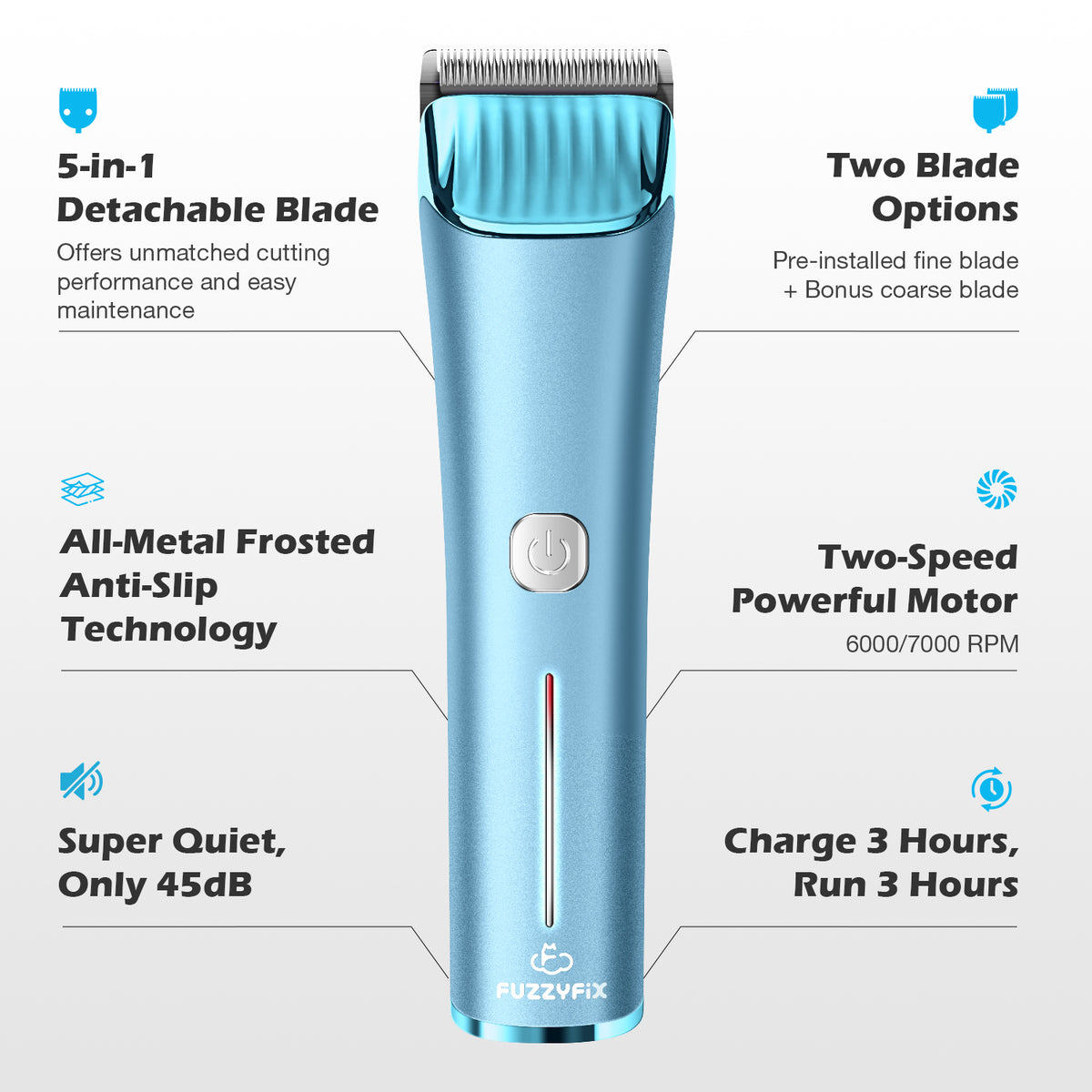 FuzzyFix Nova Professional 5-In-1 Pet Clipper Kit